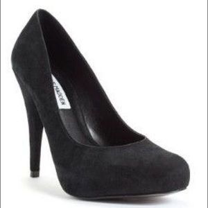 Steve Madden Black Suede Trinitie Platform Heels 7
